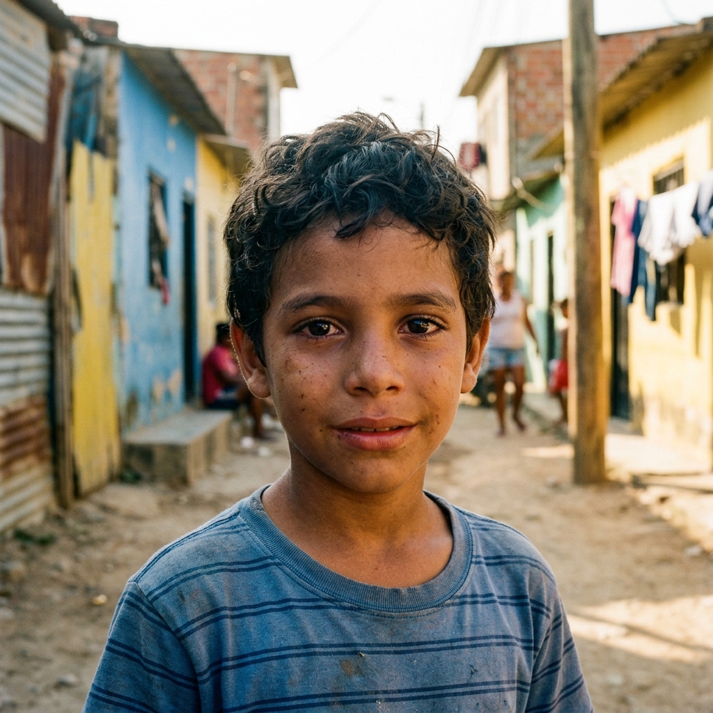 Retrato conmovedor de niño en Barrio El Ferry